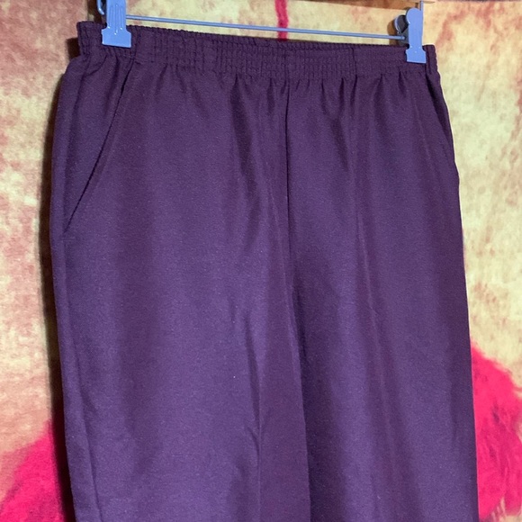 BLAIR-women’s maroon polyester stretch waistband pleated dress pants - Picture 4 of 9